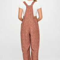 Burgundy Daisy Floral Print Jumpsuit