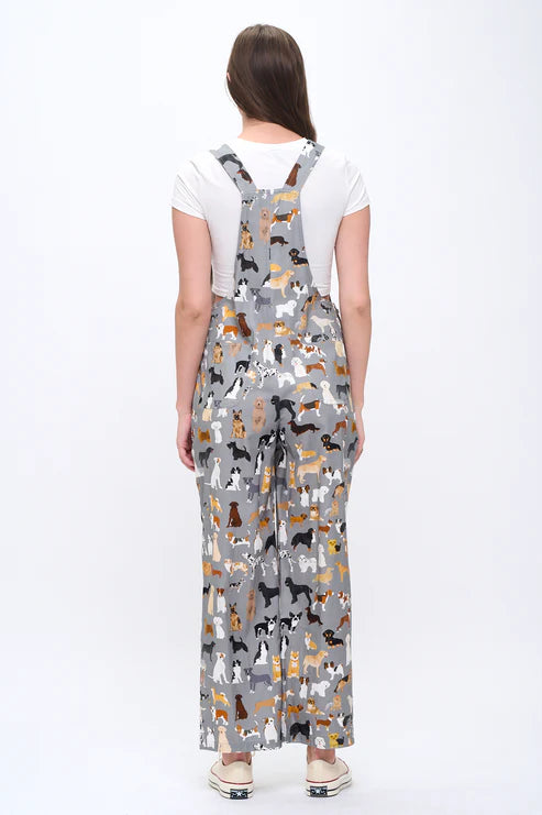 Different Breed Dogs Print Overalls