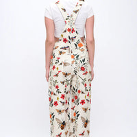 Floral Bee Garden Print Overalls