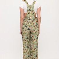 Floral Songbirds Print Overalls