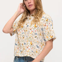 Rooster And Floral Print Shirt