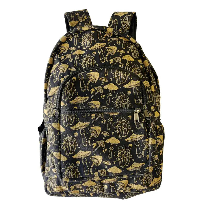 Mushroom Print Backpack Black