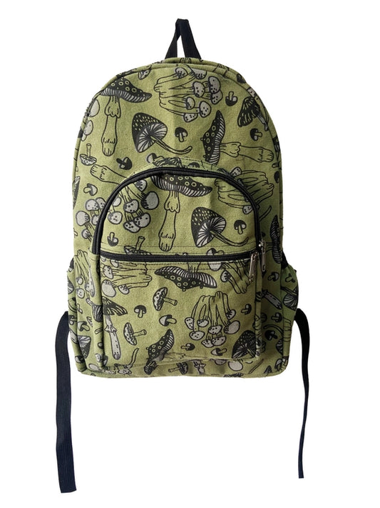 Mushroom Print Backpack Green