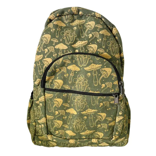 Green And Orange Mushroom Print Backpack