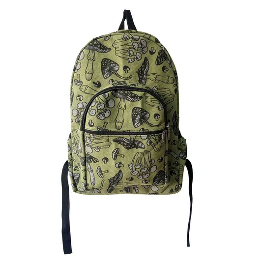 Backpack Mushroom Print Green