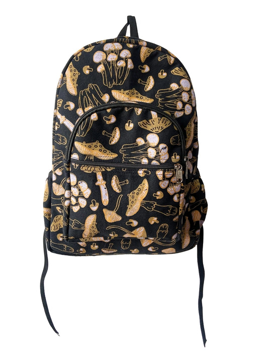 Backpack Mushroom Print Black