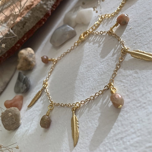 Maligne Feather And Jasper Charm Bracelet