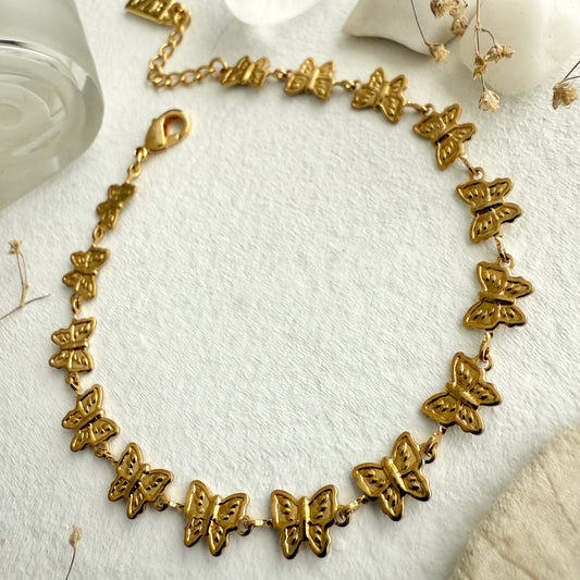 "Yumi" Butterfly Chain Bracelet in Gold