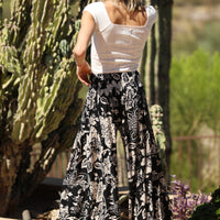 Black Wide Leg Pants With Tiered Panels