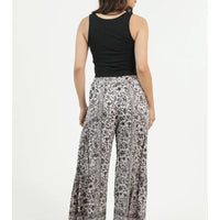 Printed Wide Leg Pants with Lace Insets