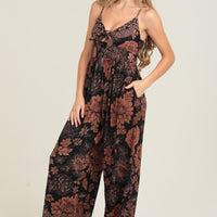 Black Tie Front Keyhole Jumpsuit