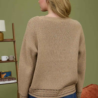 Tan Horse Jacquard Long Sleeve Knit Sweater