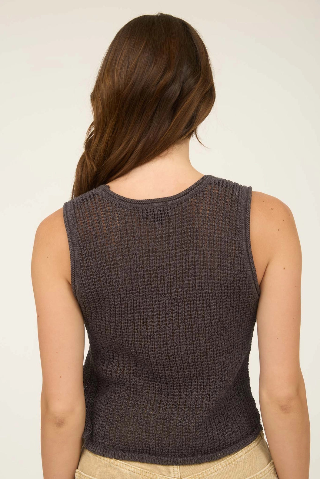 Charcoal V Neck Front Button Knit Vest