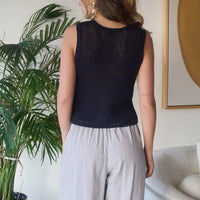 Navy V Neck Front Button Knit Vest