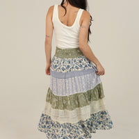 Smocked Waist Tiered Maxi Skirt