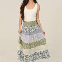 Smocked Waist Tiered Maxi Skirt