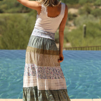 Smocked Waist Tiered Maxi Skirt