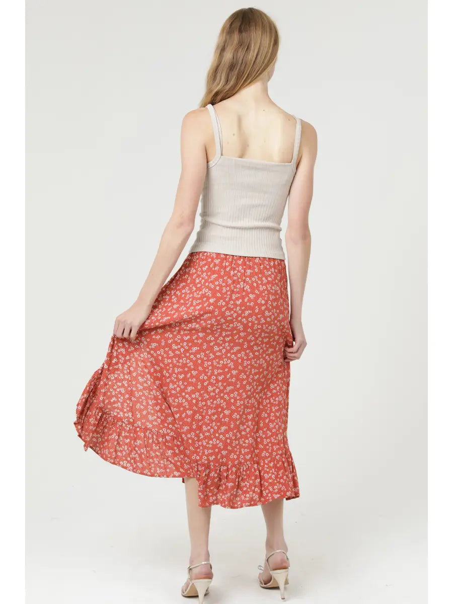 Side Slit Ruffle Skirt