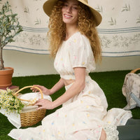 Floral Clip Dot Midi Skirt