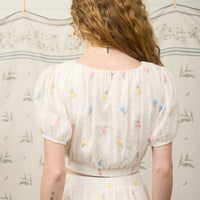 Floral Clip Dot Crop Top