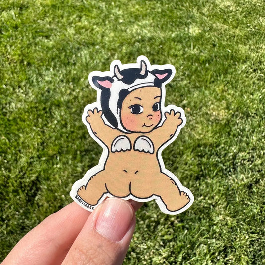 Baby Cow Splat Transparent Sticker
