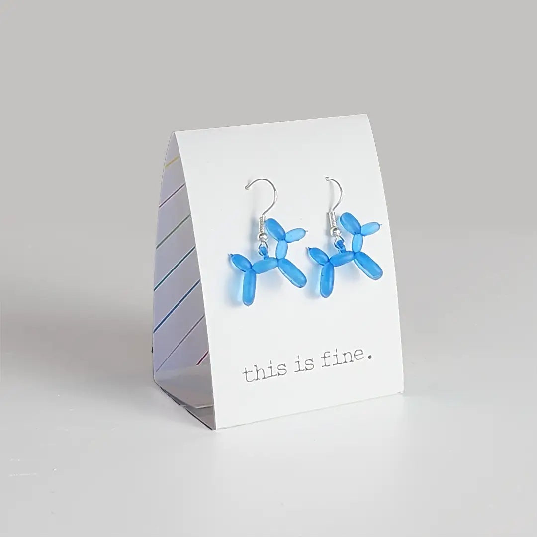 Blue Balloon Dog Earrings