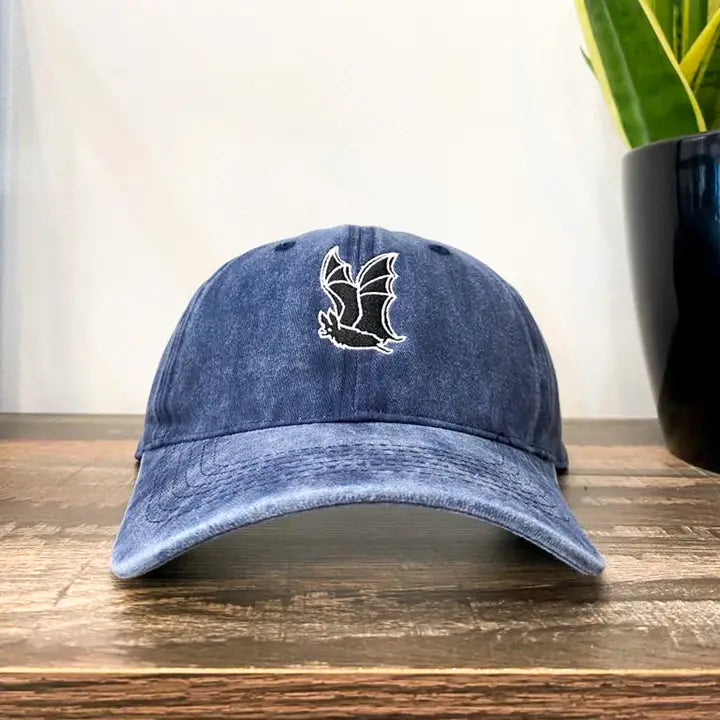 Bat Vintage Wash Blue Hat