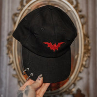 Vampire Bat Pierced Baseball Cap Red