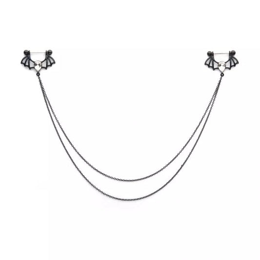 Bat Tear CZ Double Chain Connecting