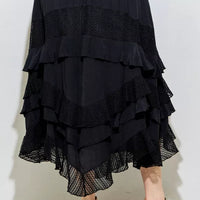 Black Woven Mix Ruffle Skirt