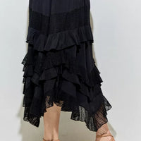 Black Woven Mix Ruffle Skirt