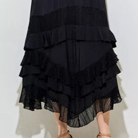 Black Woven Mix Ruffle Skirt