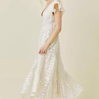 V-Neck Lace Trimmed Maxi Dress