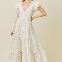 V-Neck Lace Trimmed Maxi Dress