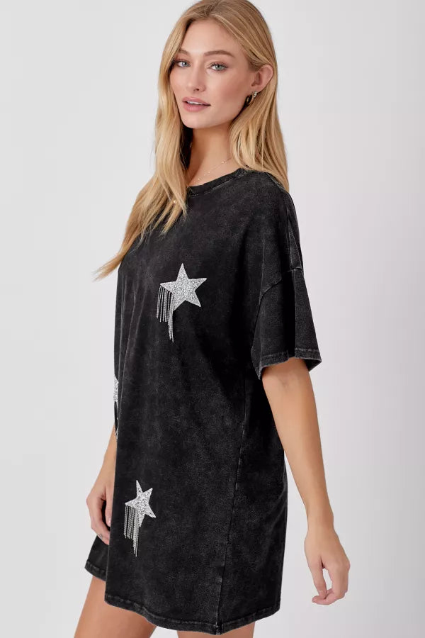 T-Shirt Dress W Star Patch Detail