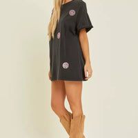 T-Shirt Dress W Smiley Patch Detail