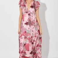 Pink Multi Print Maxi Dress