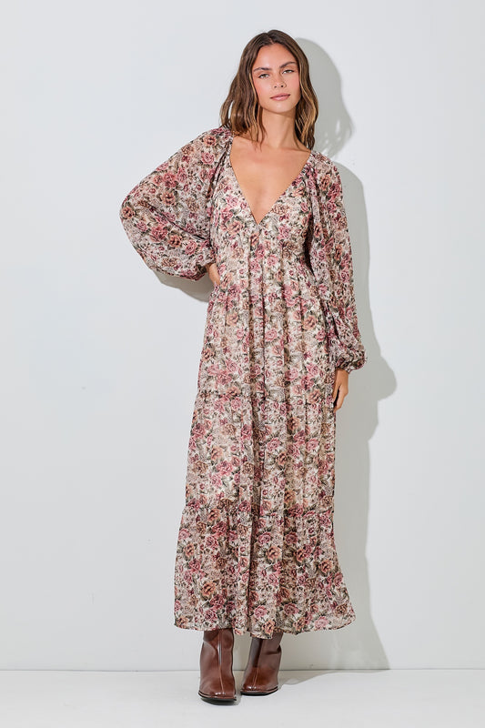 Printed Floral Tired Maxi Dress