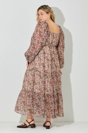 Printed Floral Teired Maxi Dress Plus Size