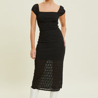 Stretch Lace Tie Back Midi Dress