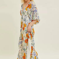 Floral Chiffon Back Tie Maxi Dress