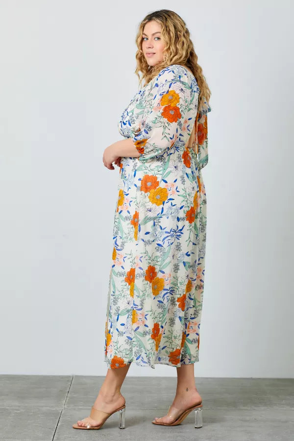 Floral Chiffon Back Tie Maxi Dress