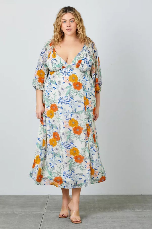 Floral Chiffon Back Tie Maxi Dress