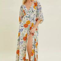 Floral Chiffon Back Tie Maxi Dress