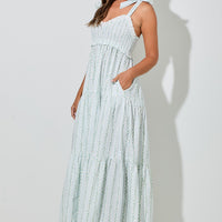 Ivory And Blue Floral Maxi Dress