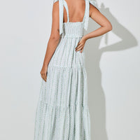 Ivory And Blue Floral Maxi Dress