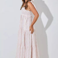 Ivory And Pink Floral Maxi Dress