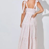 Ivory And Pink Floral Maxi Dress