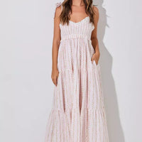 Ivory And Pink Floral Maxi Dress