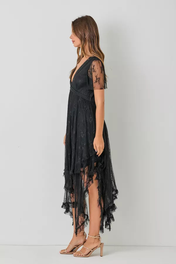 Embellished Lace Hem Dress
